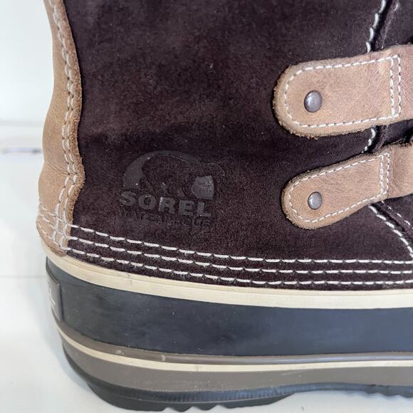 Sorel Joan Of Artic Waterproof Womens Boots Size 7 Brown Faux Fur Suede Winter - Picture 9 of 11